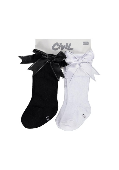 Civil Baby Çift Fiyonk Aksesuar 2'li 6- Bebek Kız Çorap Set - Standart