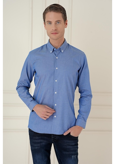 Efor Gk 748 Slim Fit Koyu Mavi Klasik Gömlek Mavi