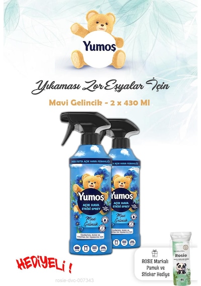 Yumoş 2'li Mavi Gelincik Yıkanması Zor Eşyalar Sprey 430 Ml Ve Rosıe Tekli