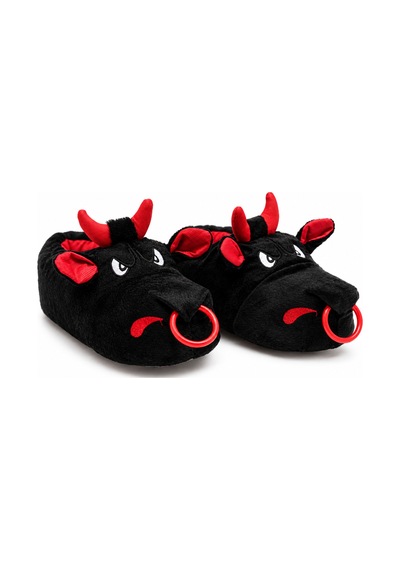 Modafocus Kızgın Boğa Figürlü Sessiz Kaydırmaz Taban Peluş Unisex Ev Pandufu Sevgili Kombin Terliği Siyah Siyah Modafocus Kızgın Boğa Figürlü Sessiz Kaydırmaz Taban Peluş Unisex Ev Pandufu Sevgili Kombin Terliği Siyah Siyah