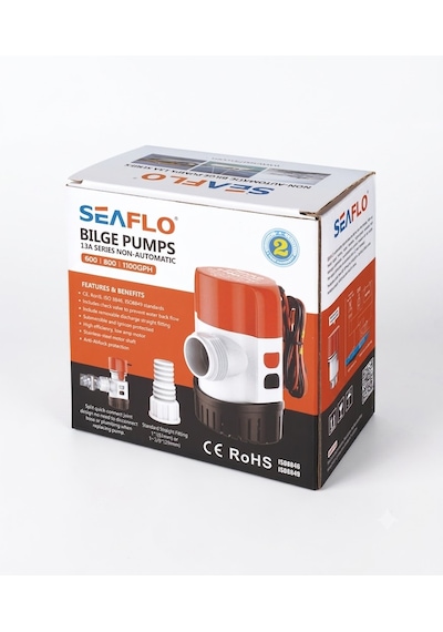 Seaflo Manuel Sintine Pompası 1100 Gph 24v Hortum Çıkışı Ø 25-29 Mm