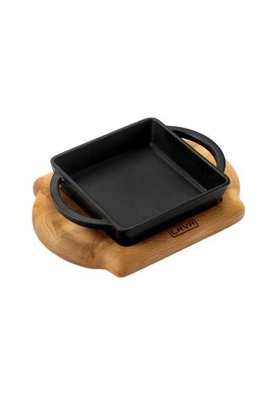 Lava Sahan Kare Siyah Mat Ahşap Stand 12 X 12 Cm Eco Gümüş