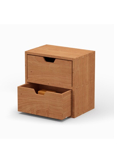 Desna İki Katlı İki Çekmeceli Mini Dolap - Kiraz 18 Cm Uzunluk X 12.1 Cm Derinlik X 18.4 Cm Woodsaka Doğal Ahşap