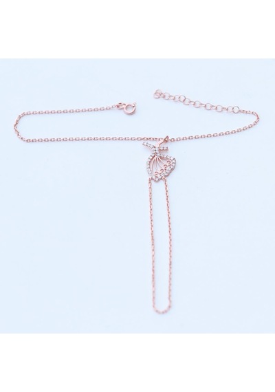 Zirkon Taşlı Rose Gold Kaplama Mevlana 925 Ayar Gümüş Şahmeran Gümüş