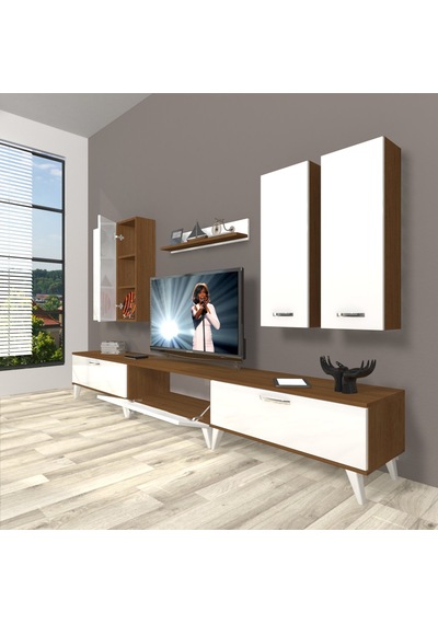 Decoraktiv Eko 8d Slm Retro Tv Ünitesi Tv Sehpası Ceviz - Beyaz