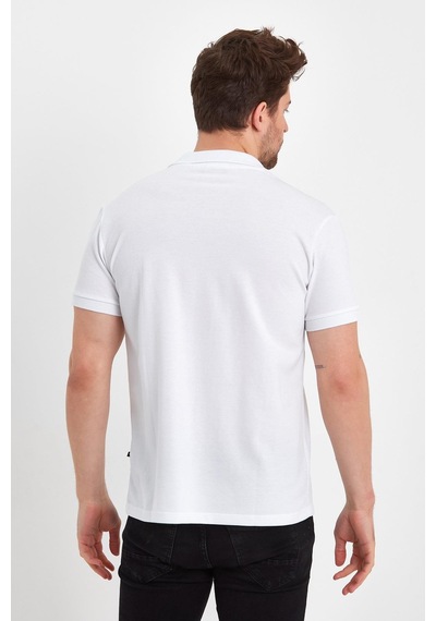 Nemonti Premium Penye Polo Yaka T-shırt Beyaz