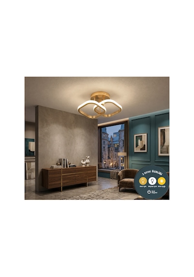 Zeus Çift Kare Eskitme Modern Led Plafonyer Avize 3 Renk Antre, Hol, Koridor Ve Salon İçin