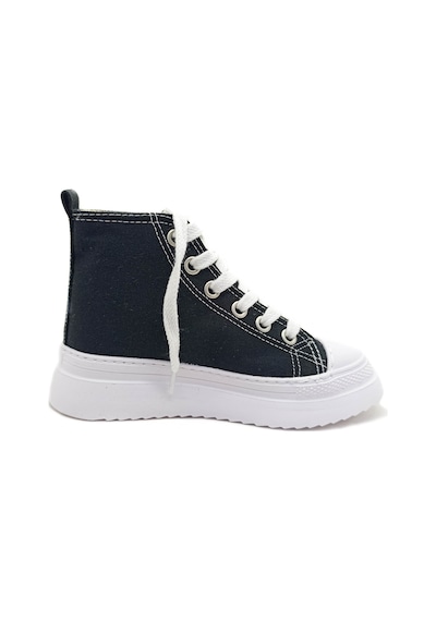 Gdt Ayakkabı Unisex Siyah Keten Bilekli Bağcıklı Çocuk Sneakers