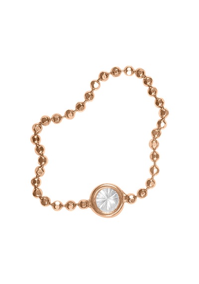 Kuyumcudukkani Taşlı Top Zincir Yüzük-10395-g-w Gold
