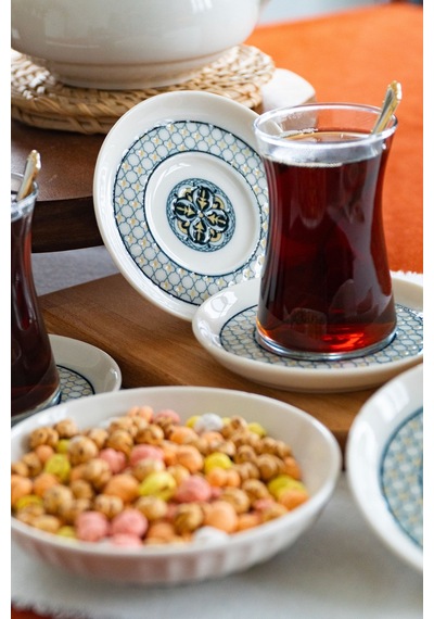 Bergama 6 Adet Porselen Çay Tabağı Çok Renkli