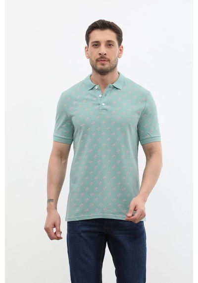 Markapia Erkek Polo Yaka Ağaç Desenli Pamuk Tişört 001 Beyaz 2xl