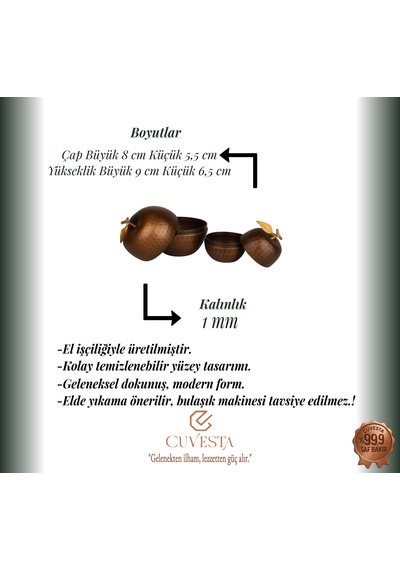 Cuvesta El Yapımı Bakır Oksit Şekerlik Ve Çerezlik Seti