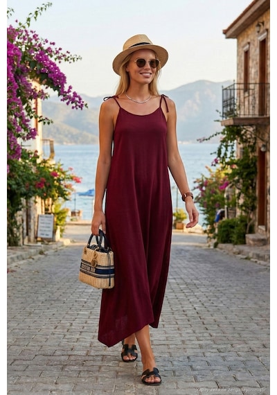 Lela Bayan Elbise 5865732 Bordo Bordo