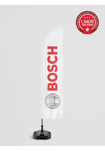 Bosch Logolu Yelken Bayrak Set - Raşel Kumaş 1. Kalite 75 x 300 CM