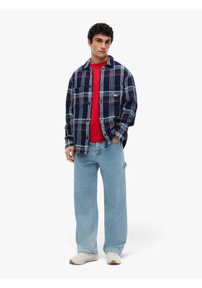Tommy Hilfiger Tjm Check Overshırt Erkek Mavi Gömlek - Dm0dm23135