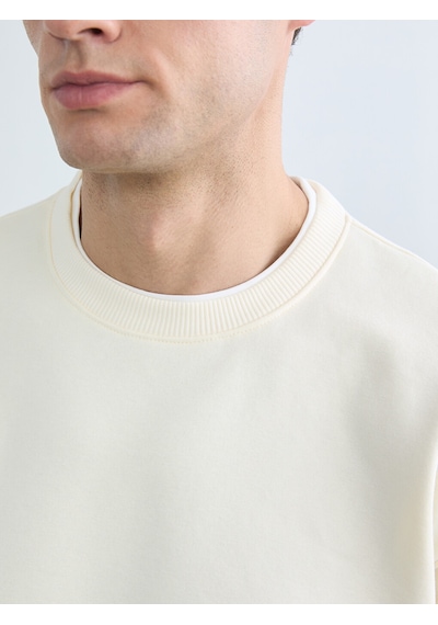 Lcw Vision Bej Bisiklet Yaka Erkek Kalın Sweatshirt