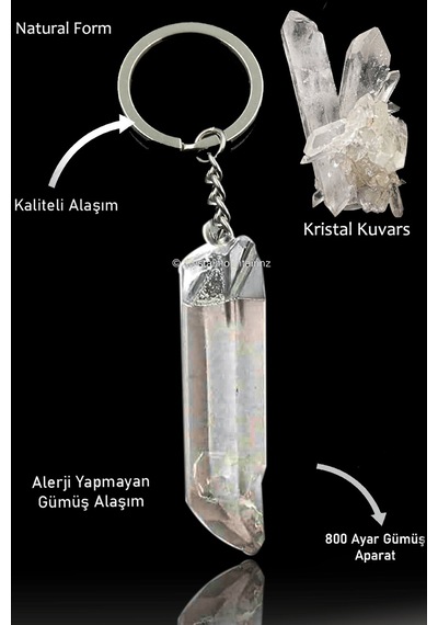 Sertifikalı Ham İşlenmemiş Kristal Kuvars Doğal Taş Anahtarlık -