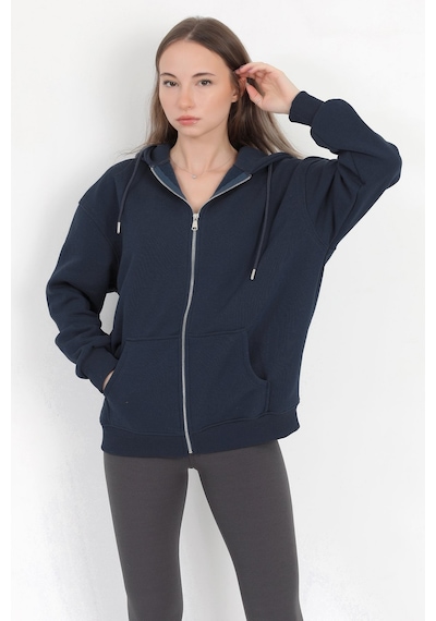 Giysa Kadın Indigo Fermuarlı Şardonlu Kapüşonlu Oversize Sweatshirt - 9015 - 264401 Indigo Giysa Kadın Indigo Fermuarlı Şardonlu Kapüşonlu Oversize Sweatshirt - 9015 - 264401 Indigo