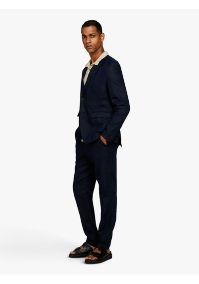 Sisley %100 Keten Astarsız Rahat Kalıp Ceket Erkek Lacivert Ceket - 325p2aghsw01q