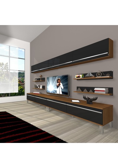 Decoraktiv Eko 360y Mdf Krom Ayaklı Tv Ünitesi Tv Sehpası Ceviz - Beyaz