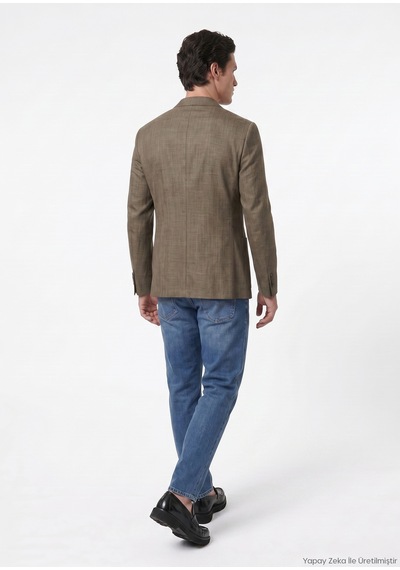 Ramsey Haki Shirt Shoulder Slim Fit %100 Keten Ceket