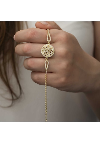 Gümüş Gold Baget Taşlı Bileklik 43892891