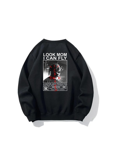 Brz Collection Unisex Oversize Look Mom I Can Fly Sweatshirt-siyah Siyah
