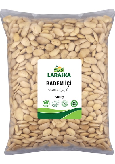 Badem İçi Soyulmuş Çiğ 500g- Blanched Almonds Raw 500 G