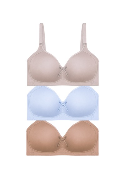 Cottonill Bra - Celina Balensiz Kaplı Toparlayıcı Minimizer Büyük Beden Kadın Sütyen 3'lü Paket Çok Renkli