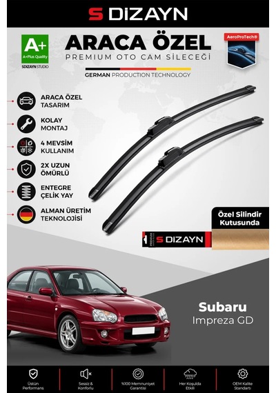 S-dizayn Subaru Impreza Gd Ön Cam Silecek Seti 2000-2007 Premium Araca Özel 55-40 Cm A+ Kalite Aocs-