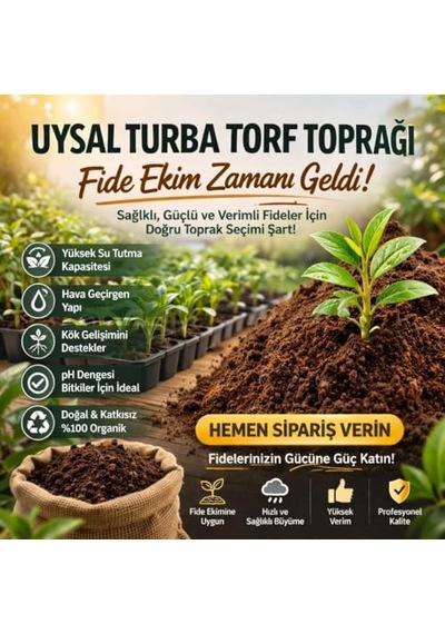 20 Lt Organik Torf, Genel Kullanım İçin Saksı Ve Dış Mekan Bitki Toprağı, 20 Lt Diğer