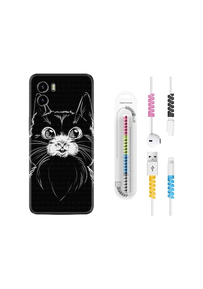Vivo Y15S Kılıf Kablo Koruyuculu Komik Kedi 1863