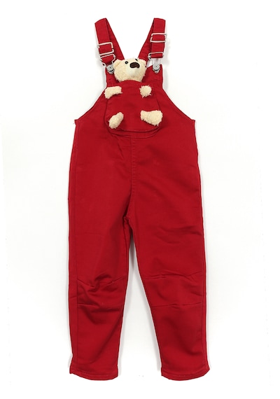 Dobakids Ayıcık Aksesuarlı Kısa Paça Unisex Bebek Çocuk Salopet Red 1960