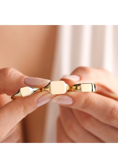 14K Altın Şövalye Yüzük (Kişiselleştir) Dikdörtgen 0,6 Cm 552977801