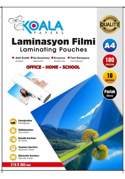 A4 Laminasyon Filmi 125 Micron 10'lu Doküman Koruma Ve Parlaklık Sağlayan