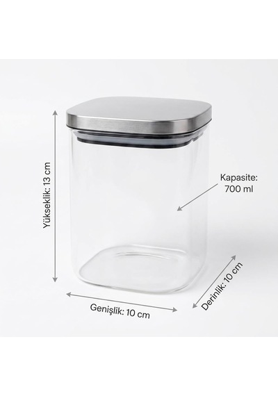 Lexroo 700ml Sızdırmaz Vakumlu Metal Kapaklı Borosilikat Cam Kavanoz Çok Renkli