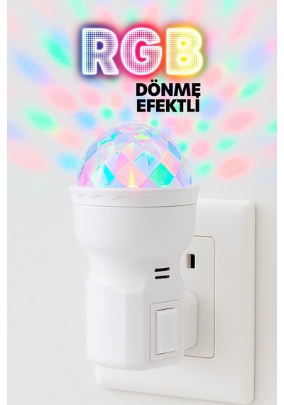 Rgb Hareketli Işık Gece Lambası Dome Tip On/off Tuşlu Koridor Uyuma Işığı Renkli Işık Beyaz Es621 Beyaz