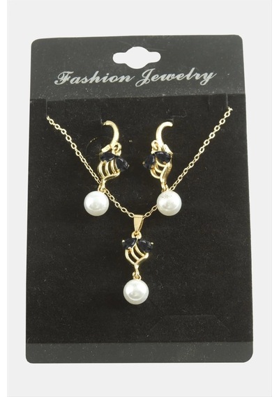 Çiçek İnci Zirkon Taşlı Set Kolye Elk-bjtıeg Gümüş 91644691