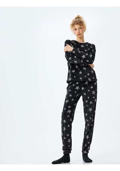 Koton Yıldız Desenli Rahat Kalıp Uzun Kollu Kadife Pijama Altı Siyah Desenli 5wlk40145mk Siyah Koton Yıldız Desenli Rahat Kalıp Uzun Kollu Kadife Pijama Altı Siyah Desenli 5wlk40145mk Siyah