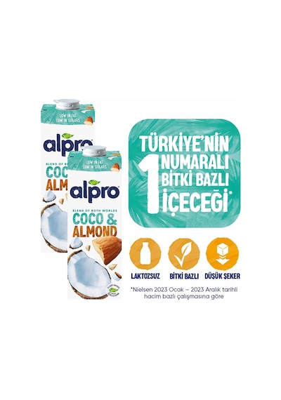 Hindistan Cevizi & Badem Sütü 2x1 Lt Avantajlı Paket