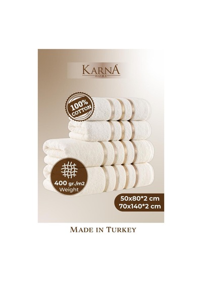 Banyo Havlu Seti 4 Lü Bale Krem
