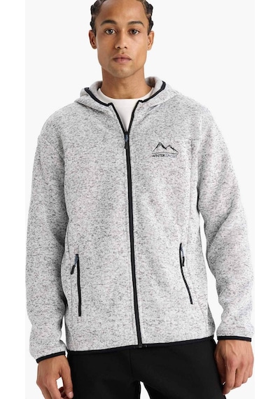 Defacto Defactofit Standart Fit Kapüşonlu İçi Yumuşak Tüylü Fermuarli Polar Hırka F3811ax25wngr362 Gri-gr362