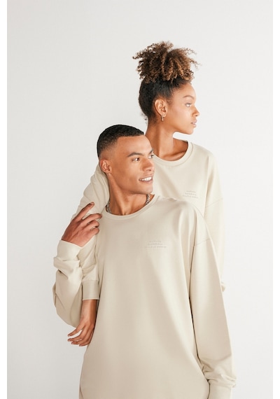 AC&Co / Altınyıldız Classics Erkek Bej Oversize Fit Geniş Kesim Bisiklet Yaka Pamuklu Sweatshirt Krem AC&Co / Altınyıldız Classics Erkek Bej Oversize Fit Geniş Kesim Bisiklet Yaka Pamuklu Sweatshirt Krem