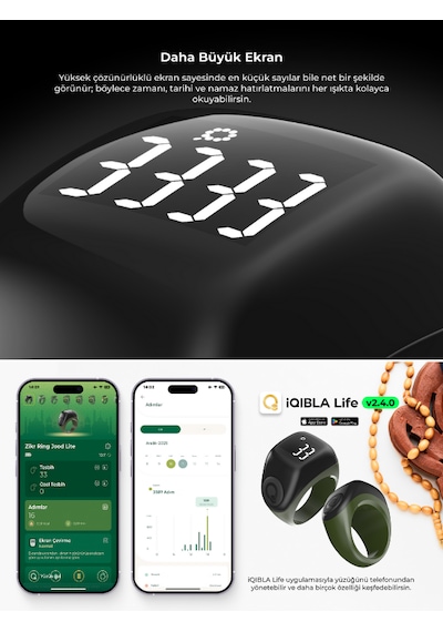 Iqibla Smart Ring J01T Jood Lite Akıllı Zikir Yüzüğü Camel Bej