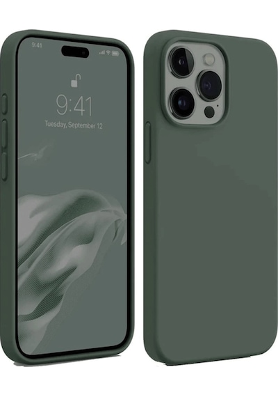 Newface Apple Uyumlu iPhone 15 Pro Kılıf First Silikon - Koyu Yeşil Koyu Yeşil