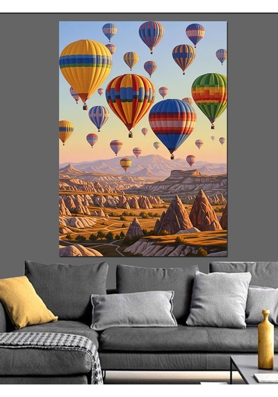 Ahşap Tablo Kapadokya Uçan Sıcak Balonlar