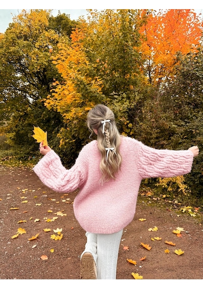 Madmext Pembe Bisiklet Yaka Örgü Desen Kadın Triko Kazak Mg2601 Pembe
