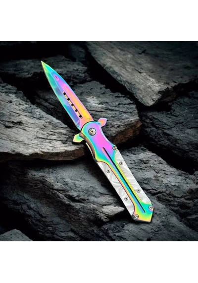 Knivox Browning Gökkuşağı Sedef Kabze Auto Kamp Çakısı Çok Renkli