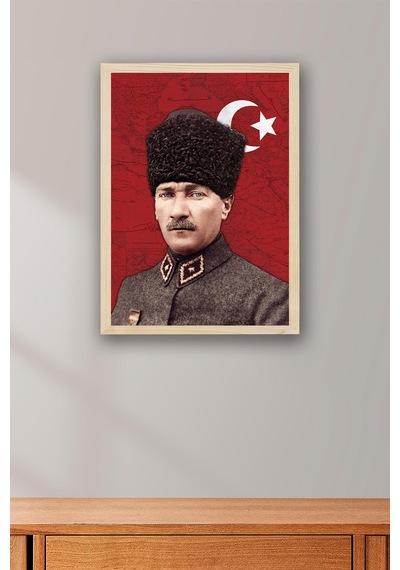 Mustafa Kemal Atatürk Çerçeveli Tablo - Osmanlı Subay Üniformalı