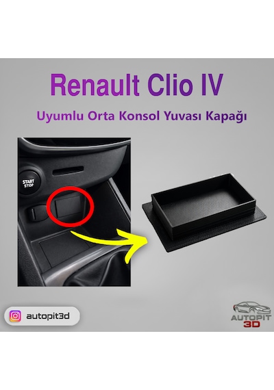 Renault Clio 4 Uyumlu Orta Konsol Yuvası Kapağı Renault Clio 4